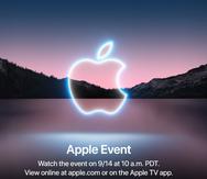 Captura de pantalla de la invitación para la presentación de nuevos productos de Apple para el último trimestre del año.