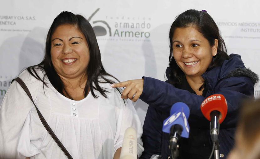 El encuentro se produjo el jueves en Bogotá, precisamente en el instituto de genética en el que una prueba de ADN confirmó que eran hijas de la misma madre.