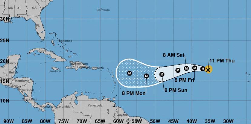 El Centro Nacional de Huracanes señaló que para el lunes próximo se podría tener una mejor perspectiva del tipo de efecto que generaría Irma sobre Puerto Rico.  (NOAA)