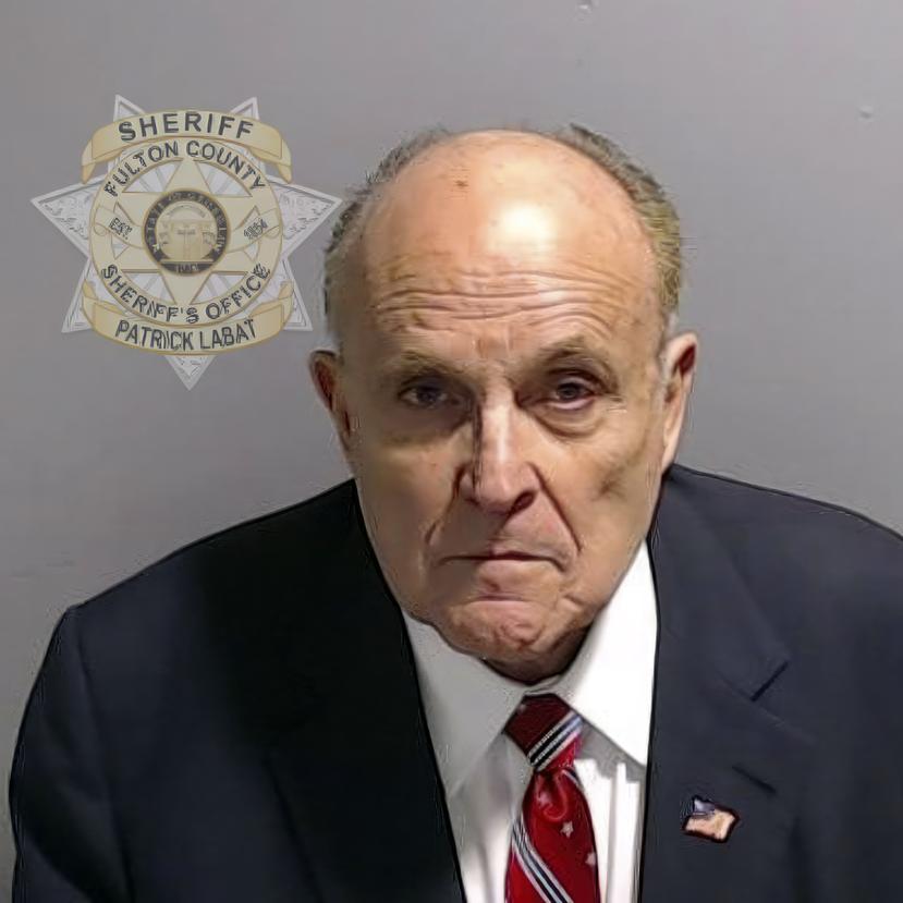 Rudy Giuliani quedó fichado facilitada por la Oficina del Sheriff del condado Fulton en Atlanta, el miércoles 23 de agosto de 2023. (Oficina del Sheriff del condado Fulton vía AP)