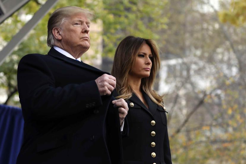 Melania Trump acompañó al presidente a la actividad en Nueva York. (AP)