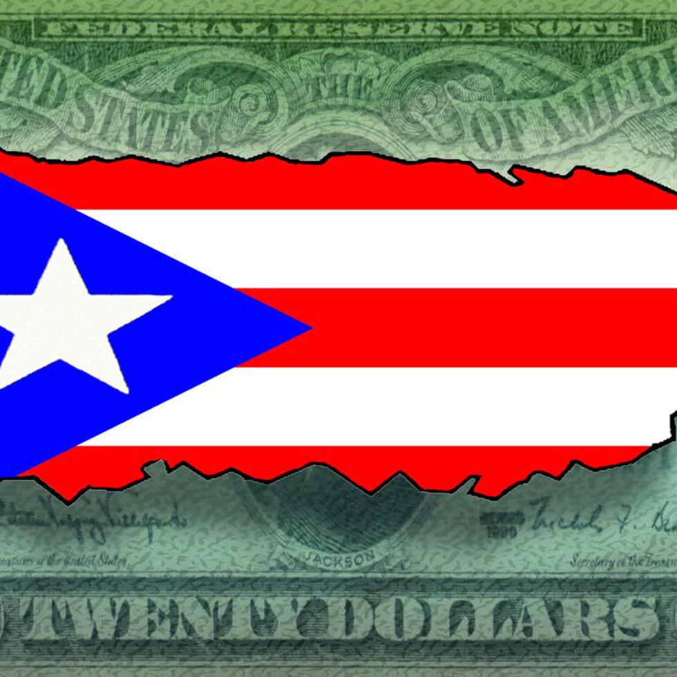 Motivo bandera Puerto Rico dinero