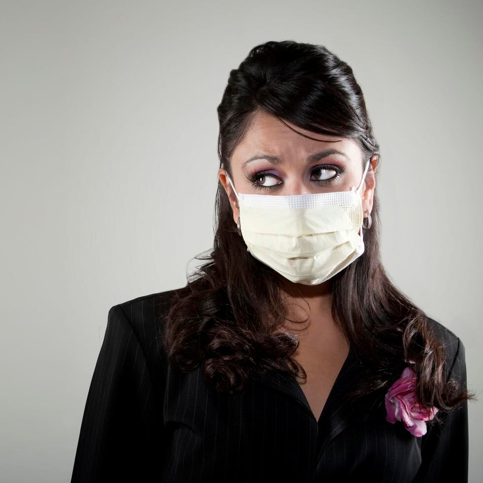 Woman wearing a breathing mask