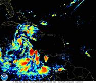 Imagen de satélite de la tormenta tropical Ian tomada en la noche del 24 de septiembre de 2022.