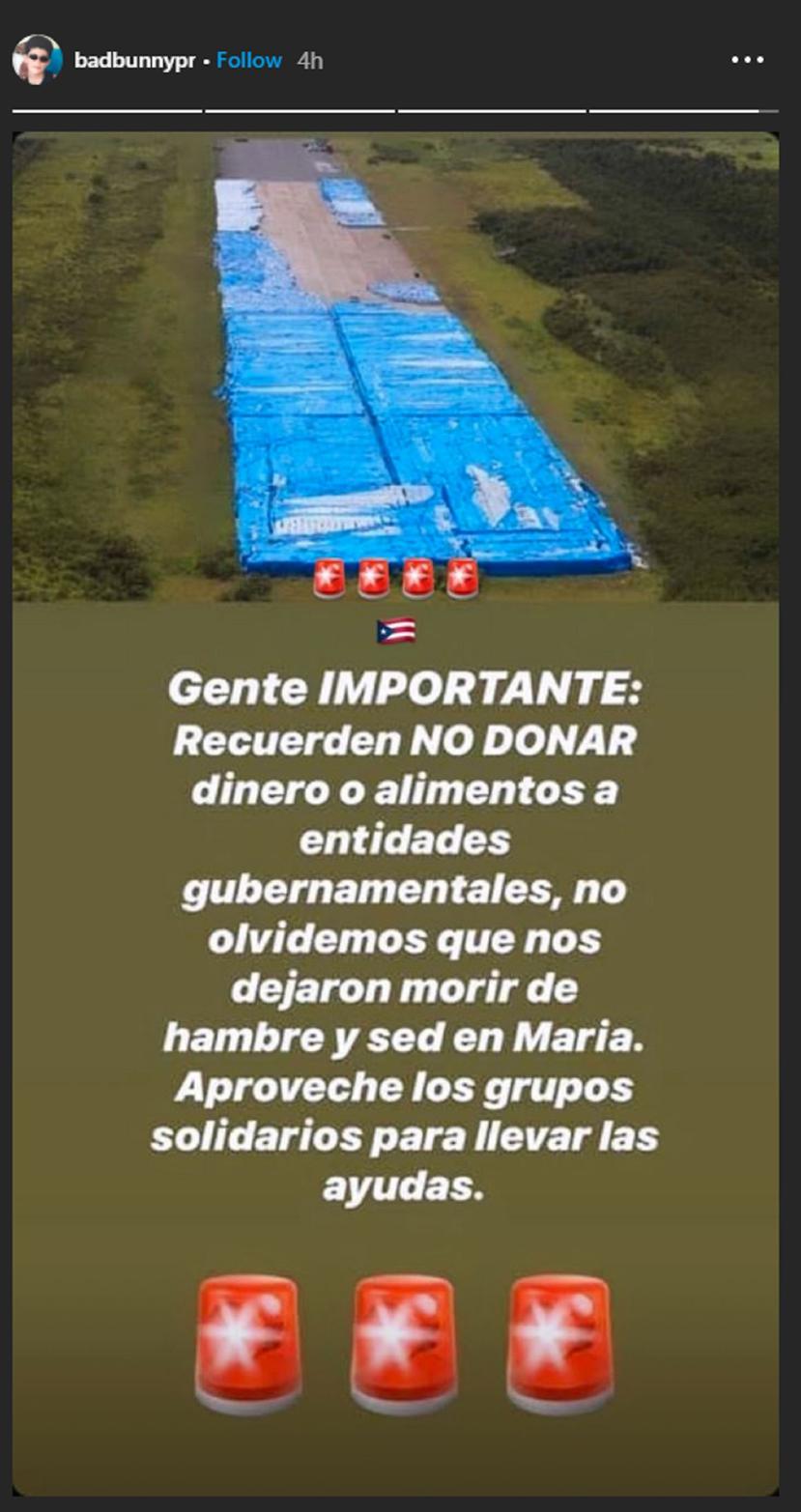 Bad Bunny hizo referencia al mal manejo del gobierno de Puerto Rico de los donativos para los damnificados por el huracán María. (GFR Media)