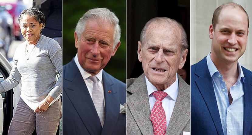 Doria Ragland, el príncipe Charles, el príncipe Philip de Edimburgo y el príncipe William. (Archivo)