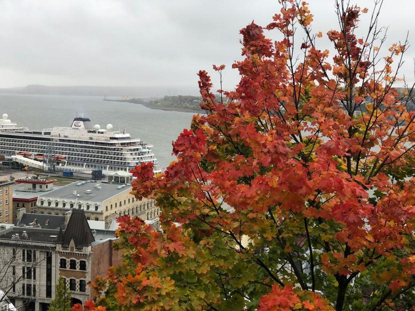 El crucero Viking Sea  se aprecia en el puerto de Quebec desde lo más alto de la ciudad.  (Gregorio Mayí / Especial para GFR Media)