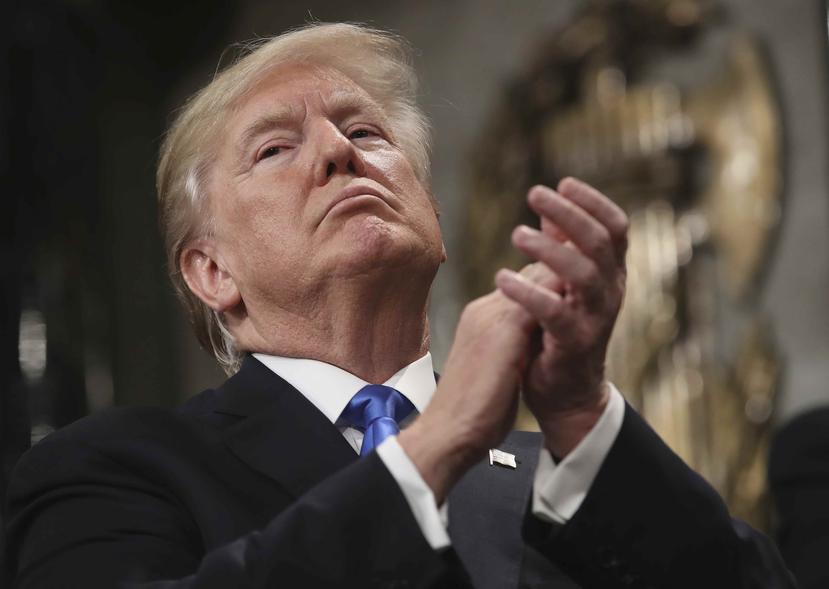 El discurso de 80 minutos de Trump discurrió por un territorio conocido para un presidente con tendencia al drama. (AP)