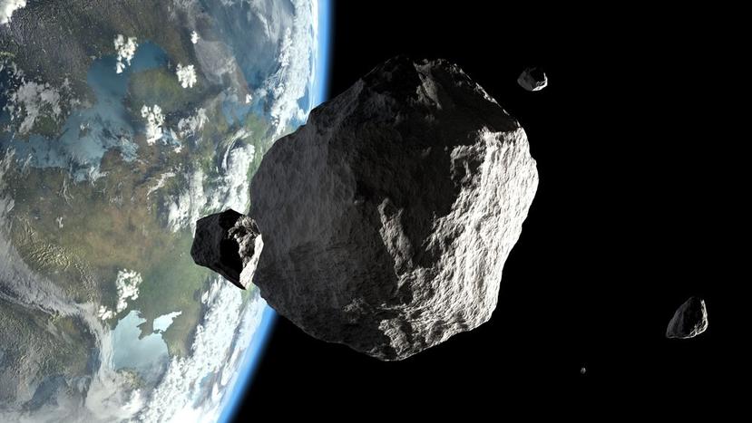Imagen de simulación e un meteorito cerca de la Tierra. (Archivo/Shutterstock)