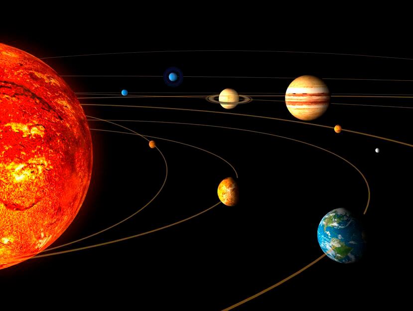 Representación artística suministrada por la Agencia Espacial Europea muestra los principales órganos del sistema solar. (AP)
