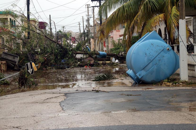 Así quedó el casco urbano de Arecibo tras el paso del huracán María, en 2017. (GFR Media)