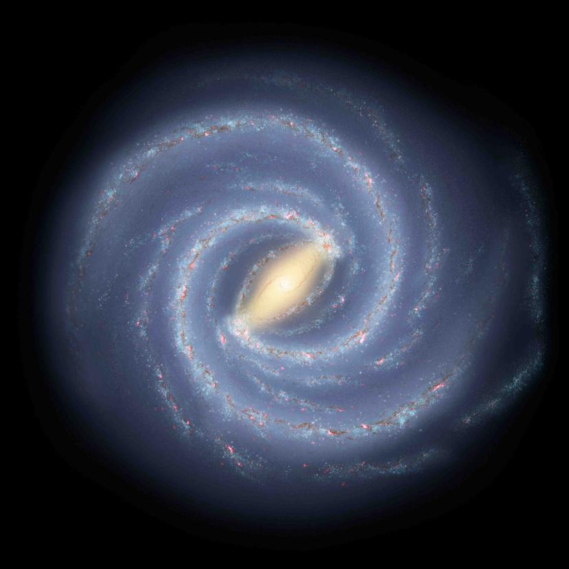 Este mapa nuevo ilustra de manera más adecuada la forma de la galaxia que se asemeja a un disco ondulado. (EFE/NASA)