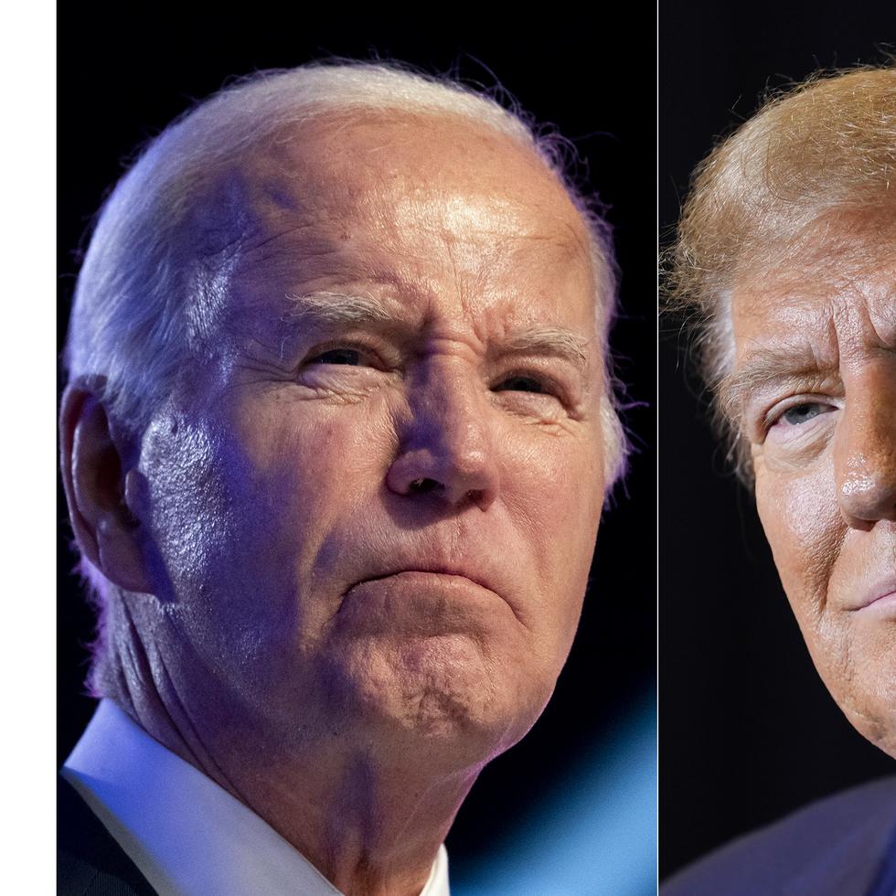 El presidente Joe Biden (i) en una foto tomada el 5 de enero de 2024, y el expresidente Donald Trump (d) en una foto tomada el 19 de enero de 2024. (Foto AP)