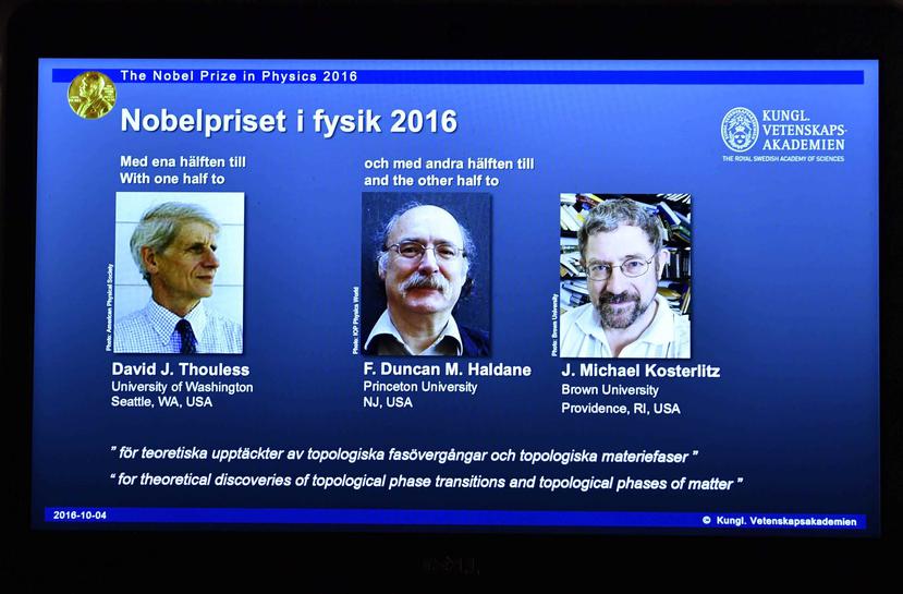 Los científicos David Thouless, Duncan Haldane y Michael Kosterlitz ganaron hoy el Nobel de Física.