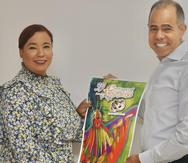 La alcaldesa María Vega y el presidente del comité organizador Rodney Curbelo ultiman detalles para el festival.