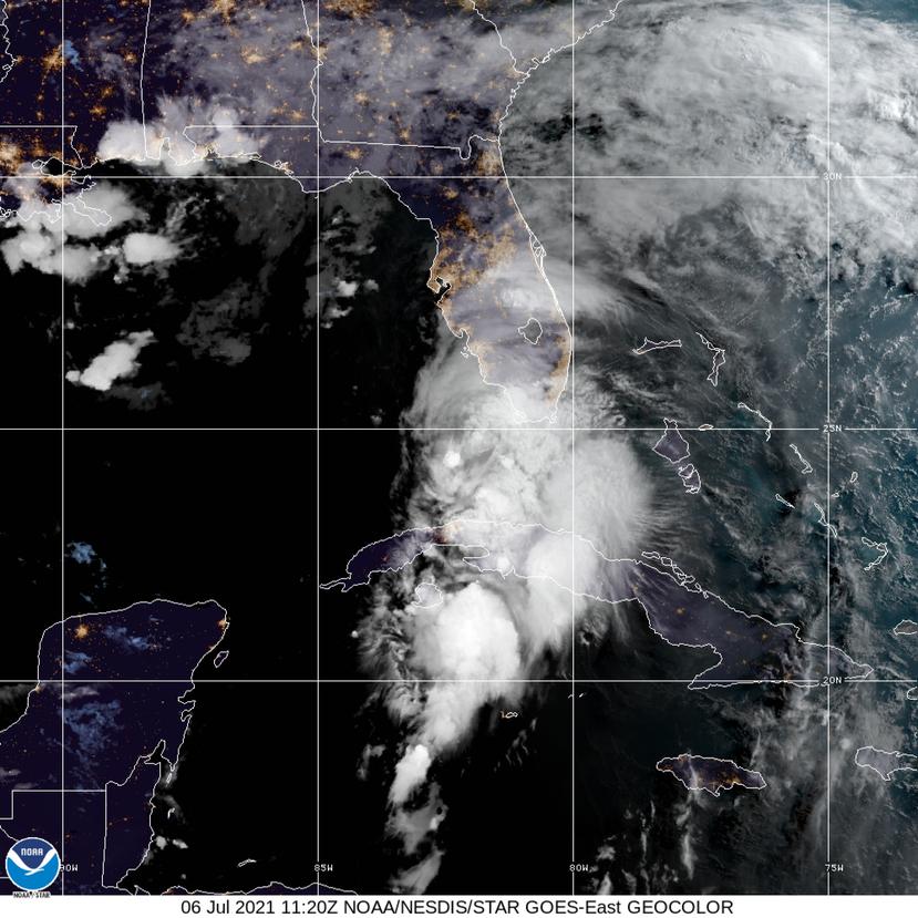 Imagen satelital de la tormenta tropical Elsa en la mañana del martes, 6 de julio de 2021.