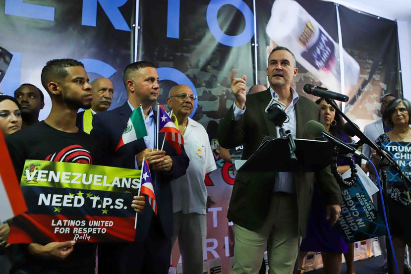 Diversas organizaciones hispanas, junto con líderes comunitarios y aliados, se unieron para denunciar el lanzamiento de la campaña de reelección de Trump en Orlando, Florida. En la foto, Marcos Vilar, director ejecutivo de Allianza for Progress.