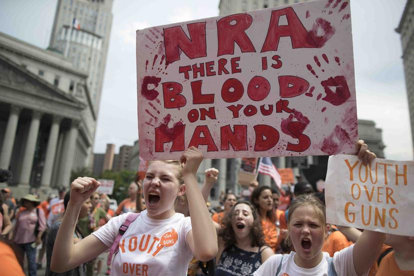 Miles de jóvenes participaron de la marcha con mensajes en repudio a la Asociación Nacional del Rifle (NRA, por sus siglas en inglés).