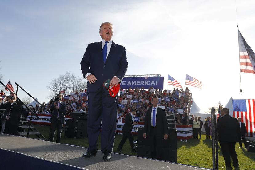 El expresidente Donald Trump en un evento en el Delaware County Fairgrounds, en Ohio.
