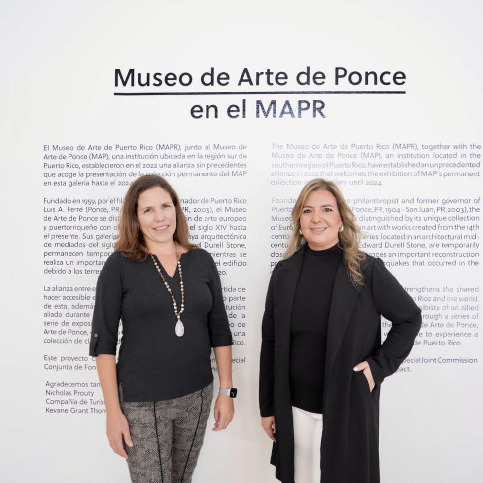 De izquierda a derecha, la Dra. María Cristina Gaztambide, directora ejecutiva del Museo de Arte de Puerto Rico y Rubí Rodríguez-Bustillo, directora ejecutiva interina del Museo de Arte de Ponce.