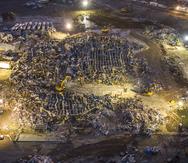 Vista aérea de la destrucción en la fábrica Mayfield Consumer Products, en Mayfield, Kentucky.