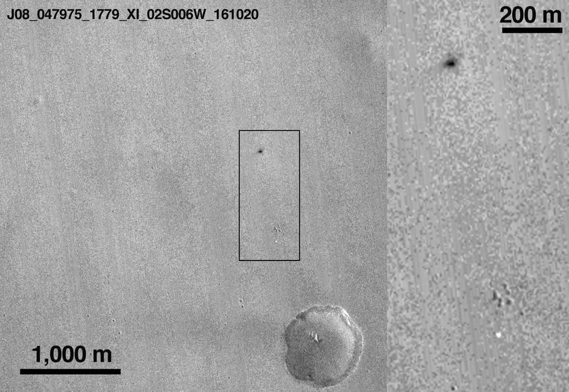 Imagen del supuesto lugar donde se estrelló una nave en Marte. (EFE)