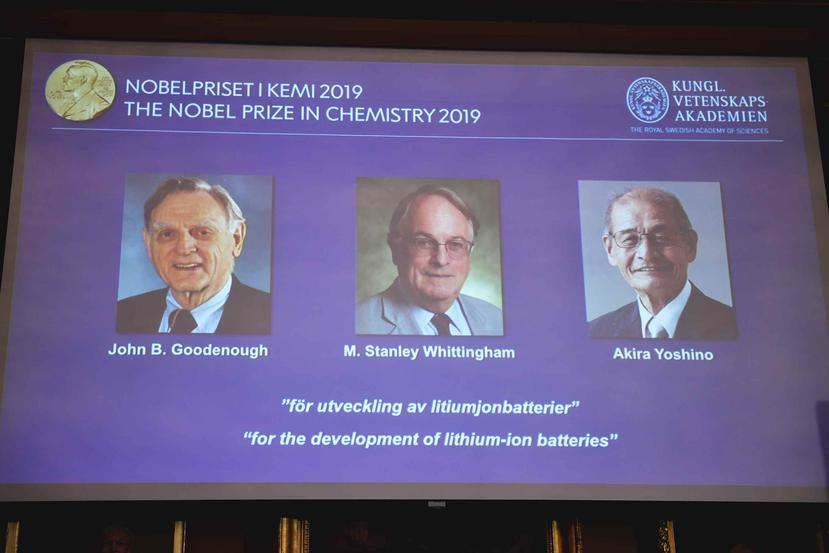 John B. Goodenough, M. Stanley Whittingham y Akira Yoshino, ganadores del Nobel de Química. (AP)