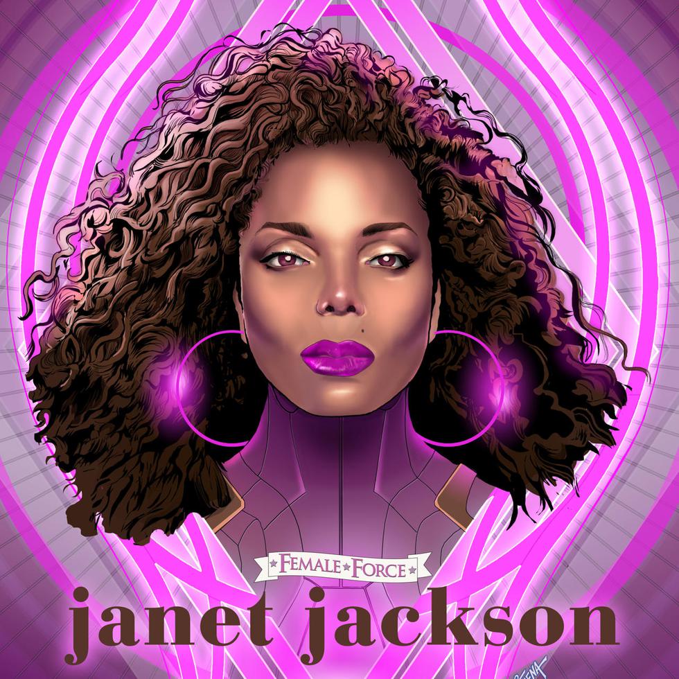 Fotografía cedida por TidalWave Productions donde se muestra la portada oficial del cómic de la serie 'Female Force' dedicado a la cantante estadounidense Janet Jackson y que estará disponible a partir del día 16 de mayo.