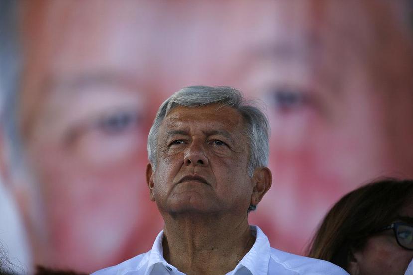 El candidato a la presidencia de México, Andrés Manuel López Obrador, durante un acto de campaña en Ecatepec, México. (AP / Marco Ugarte)