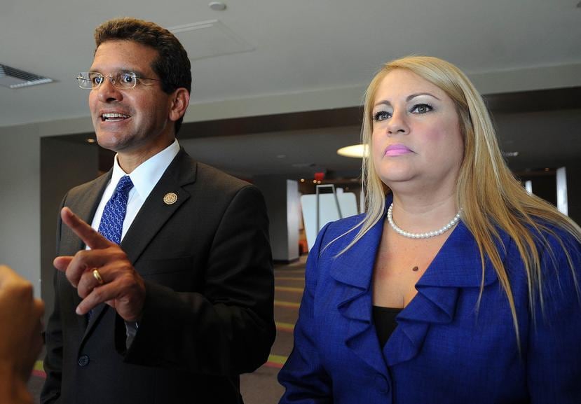 El ex comisionado residente Pedro Pierluisi y la gobernadora Wanda Vázquez. (GFR Media)