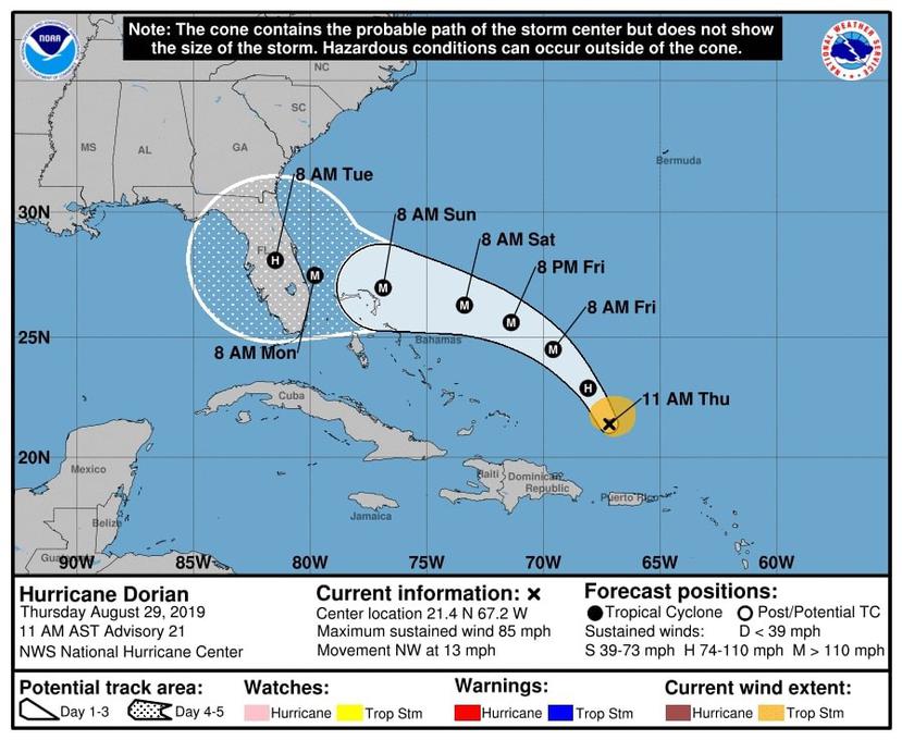 El Centro Nacional de Huracanes indicó que el sistema puede convertirse en un huracán mayor durante el día de mañana. (NOAA)