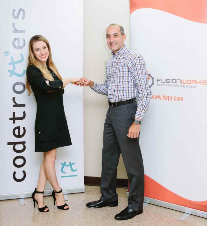 Sofia Stolberg, cofundadora de Codetrotters, y Leslie Luciano, cofundador de FusionWorks, concretaron la alianza.