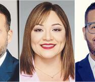 Luis Javier Hernández, Carmen Maldonado y Jesús Manuel Ortiz (de izq. a der.) son los candidatos que aspiran a la presidencia del Partido Popular Democrático (PPD)