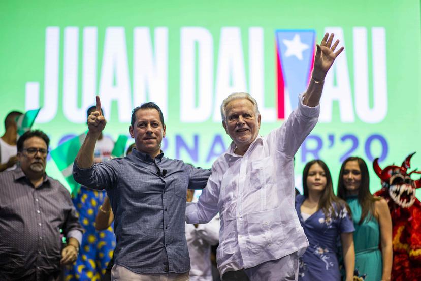 El senador Juan Dalmau junto a Rubén Berríos durante la asamblea que se celebró en Ponce.