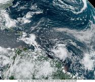 Imagen satelital de la tormenta tropical Elsa sobre el Atlántico en la tarde del jueves, 1 de julio de 2021.
