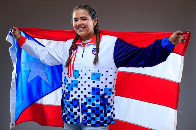 Adriana Díaz participó hoy en una sesión de fotos en la Casa Olímpica.