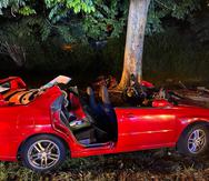 Subaru Impresa que conducía Cristian Ruiz García, quien falleció a consecuencia del accidente de tránsito en la PR-30.