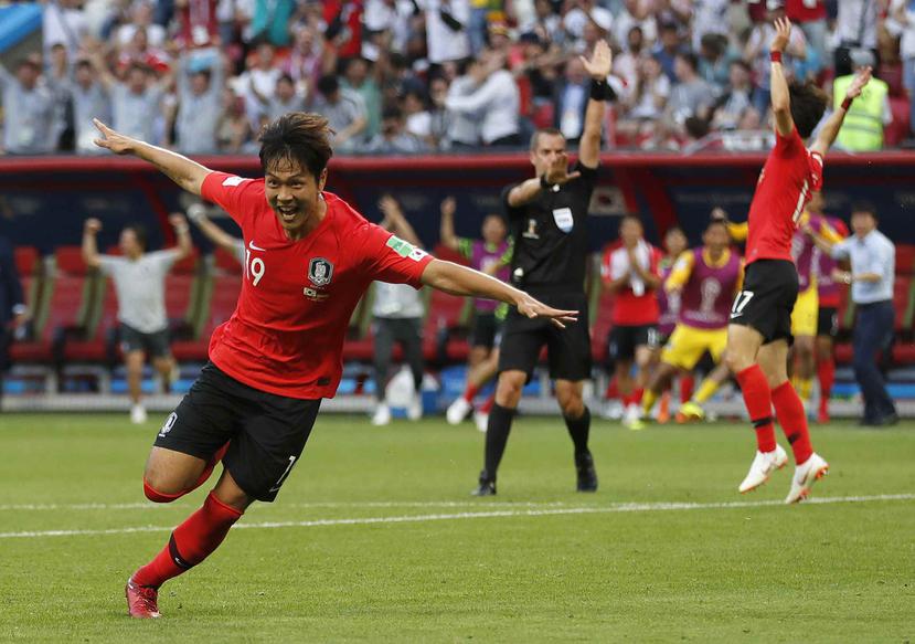 Kim Young-gwon anotó uno de los de Corea del Sur contra Alemania. (AP)