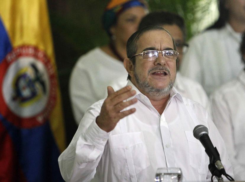 El líder de las FARC, Rodrigo Londoño Echeverri, alias "Timochenko", habla en La Habana, donde declaró el alto el fuego definitivo. (EFE)