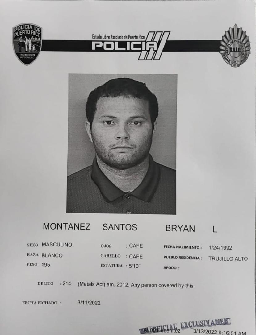 Bryan L. Montañez Santos, de 39 años y residente de Trujillo Alto.