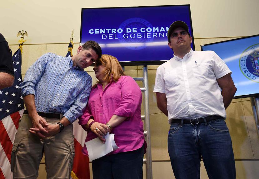 En la foto, el speaker Paul Ryan, la comisionada residente Jenniffer González y el gobernador Ricardo Rosselló. (Archivo / GFR Media)