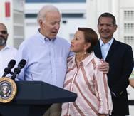 Democratic Congresswoman Nydia Velázquez and President Joe Biden in Ponce.