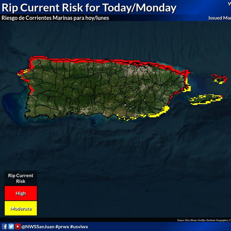 Hay una advertencia por riesgo alto de corrientes marinas en efecto para playas del oeste, norte y este de Puerto Rico.