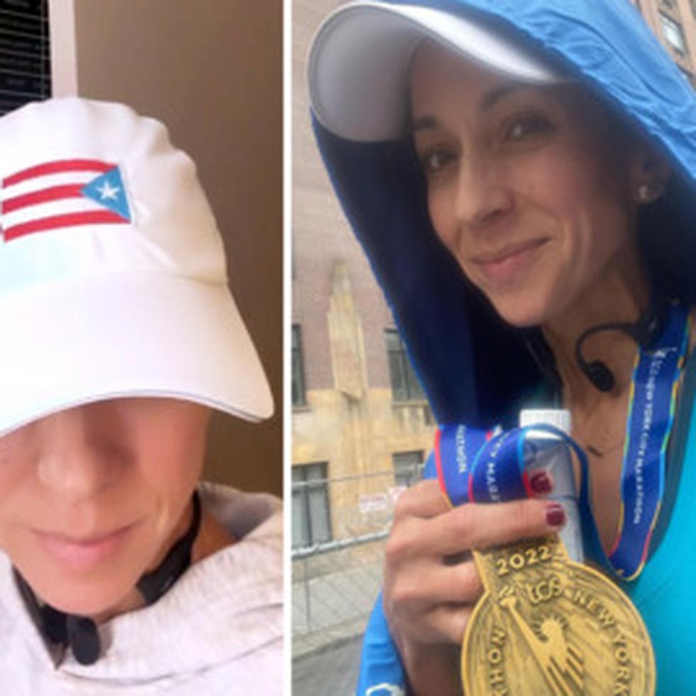 Alexandra Fuentes fue recibida en la meta del maratón de Nueva York, por sus hijos, Miranda y Adrián, junto a su esposo David Bernier, esperándola.
