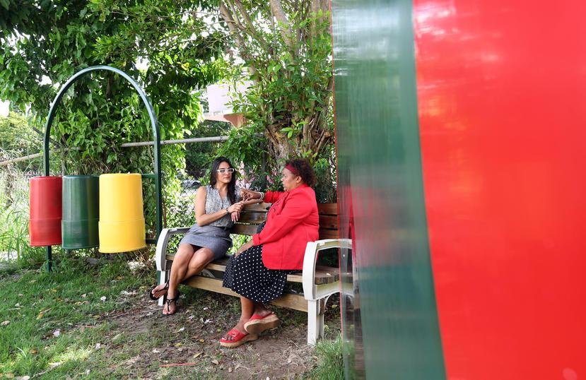 Arriba, a la izquierda, Tania Rosario, directora ejecutiva de Taller Salud, y la líder comunitaria de Loíza Modesta Irizarry.