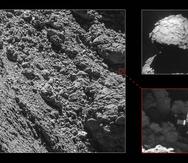 Imagen del sitio en el que apareció el módulo perdido Philae, de la misión Rosetta al cometa 67P/Churyumov-Gerasimenko. (EFE)