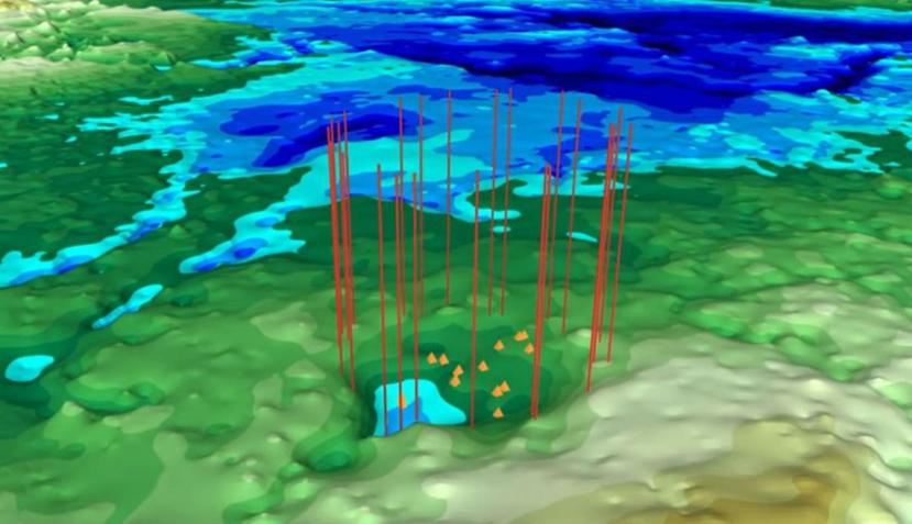 Los investigadores utilizaron imágenes de satélite para localizar el nuevo cráter en Groenlandia. (NASA)
