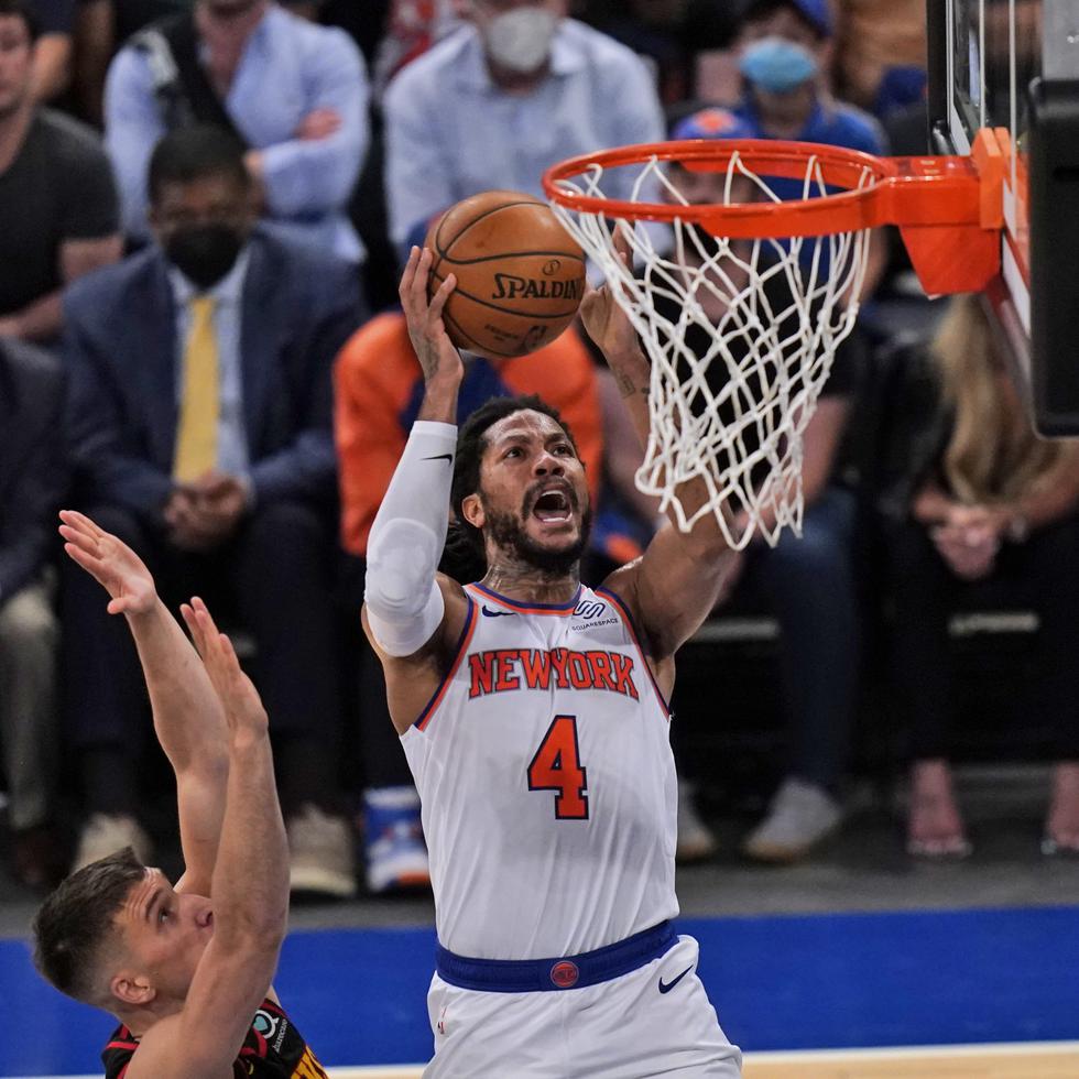 Derrick Rose es el líder anotador de los Knicks (24.3 puntos) en los tres partidos jugados contra Atlanta en la serie de primera ronda de los playoffs de la NBA.