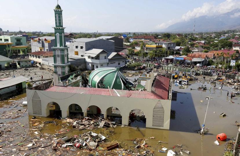 Imagen del centro de la ciudad de  Palu, en Indonesia, luego del tsunami que afectó la zona el pasado viernes. (AP)