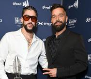 Bad Bunny y Ricky Martin en la noche del jueves en los Premios GLAAD en Los Ángeles. (Captura Instagram)